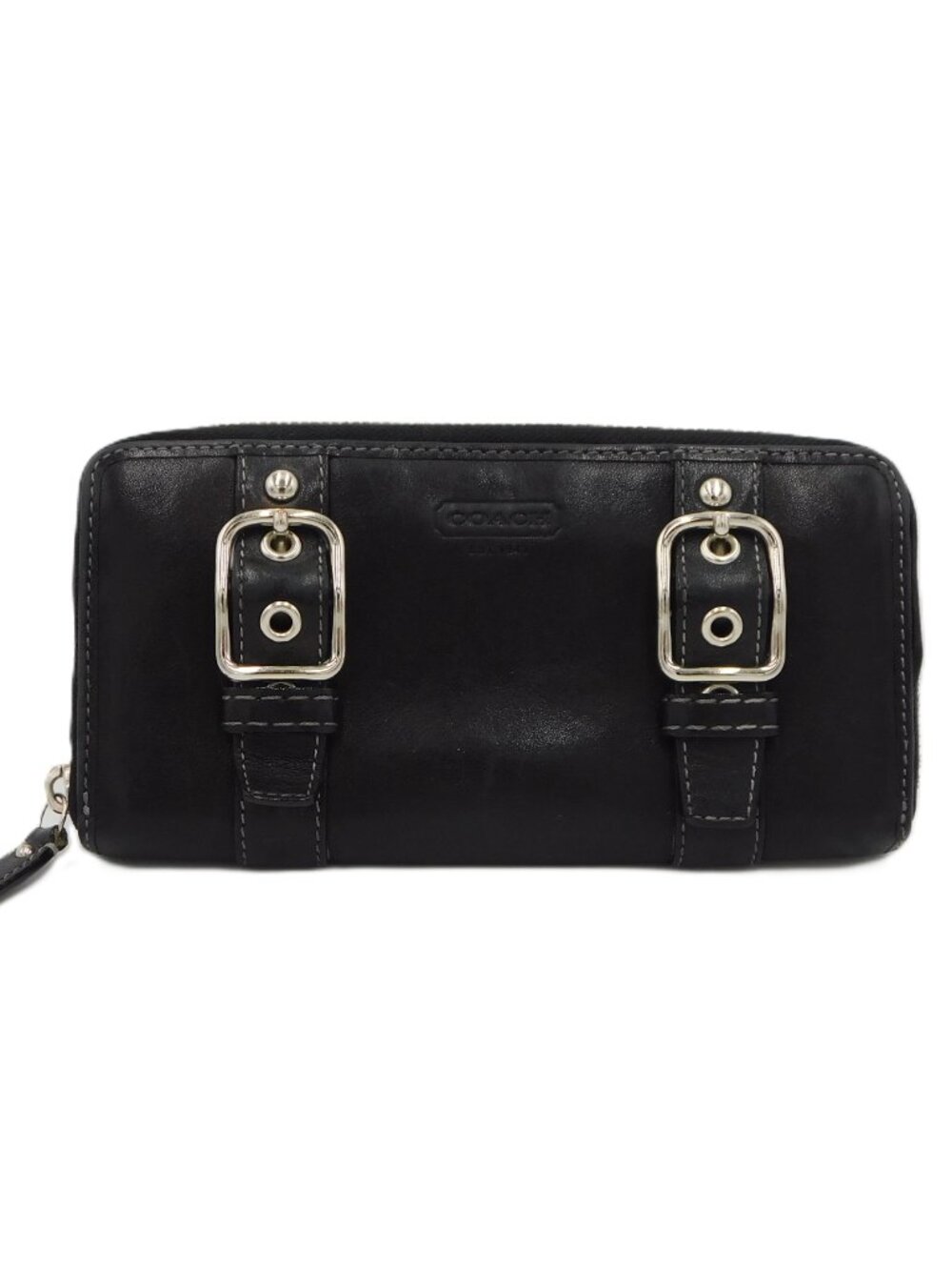 Coach Zoe Double Buckle Zip Around Clutch Wallet | Black Leather | Purple | VGUC - Picture 14 of 14
